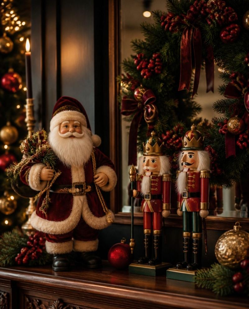 Papai Noel e quebra-nozes decorativos